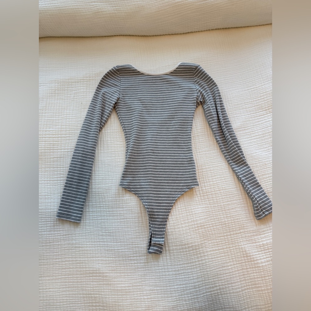 Commense - Striped Long Sleeve Body Suit - XS